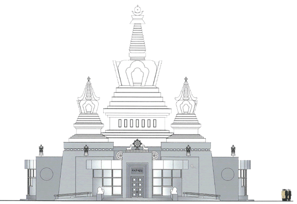 Gambar desain salah satu vihara yang akan dibangun di Moskow, Rusia